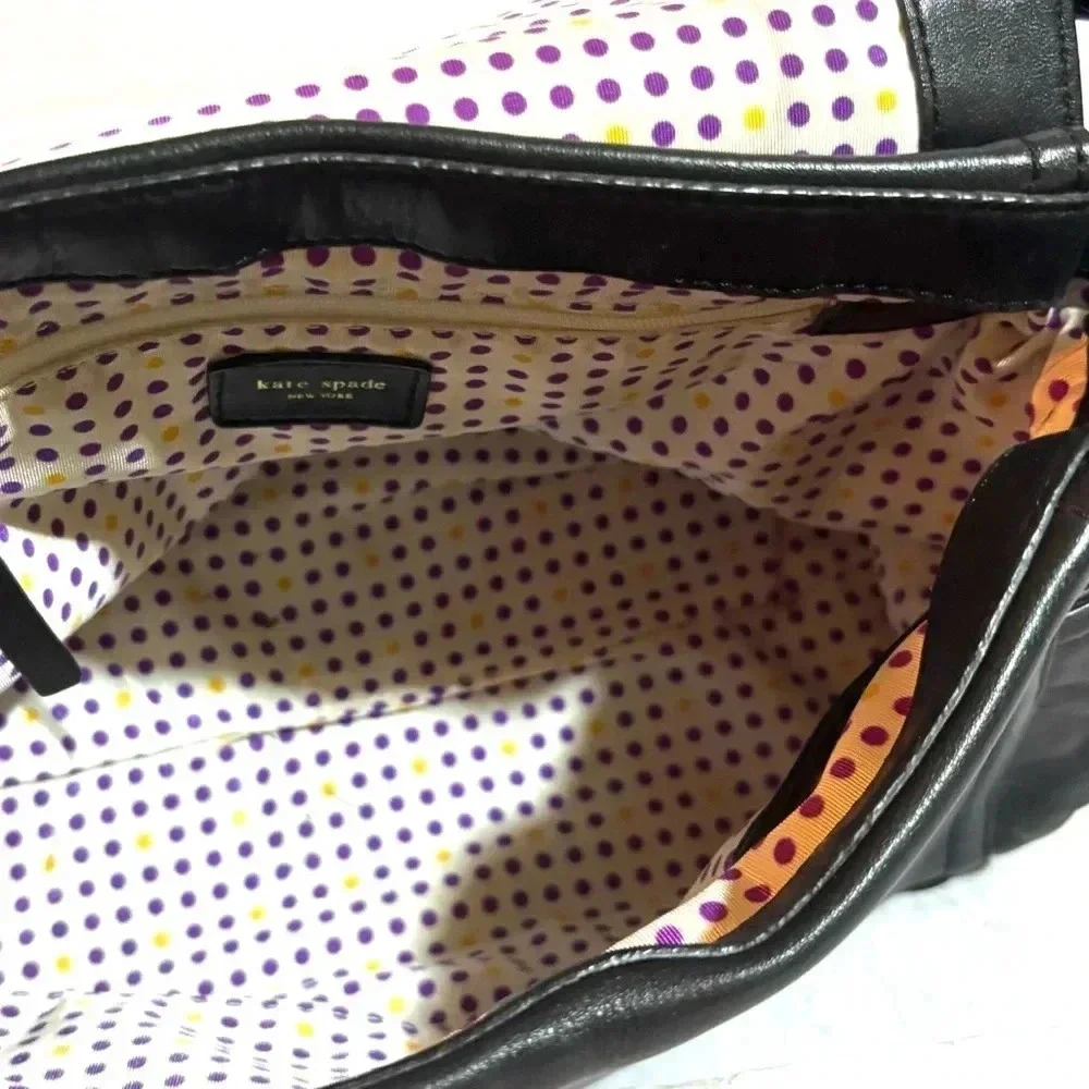 Kate spade black leather shoulder handbag